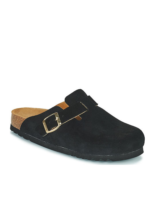 Scholl Fae Leather Slippers Black