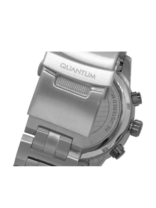 Quantum Men's Watch 45mm Chronograph Battery with Silver Metal Bracelet