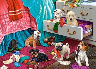 Puzzle pentru Copii Puppies In The Bedroom pentru 8++ Ani 300buc Castorland