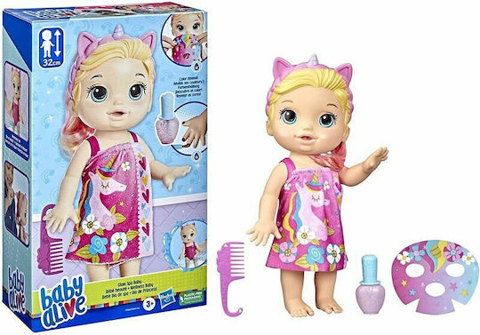 Hasbro Baby Alive Glam Spa Baby Blonde Baby Doll Set for 3 Plus Years 32 cm