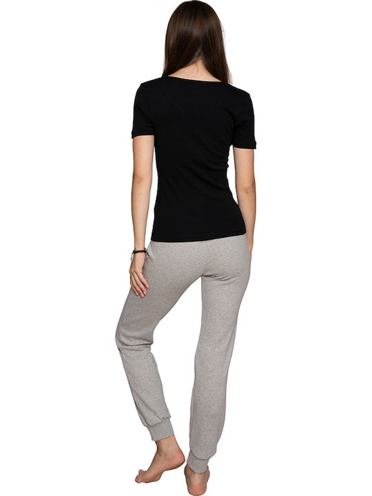 Short Sleeve Cotton Black Women's Tank Top