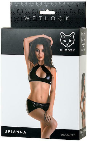 Softline Brianna Set Wetlook Glänzendes Set Schwarz