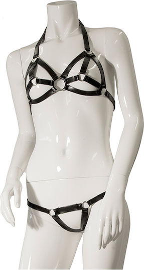 Guilty Pleasure Datex Strapped Bra & String Set Set Black
