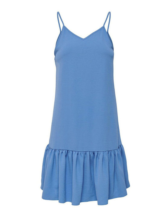 Only Summer Mini Dress with Ruffle Ultramarine Indigo