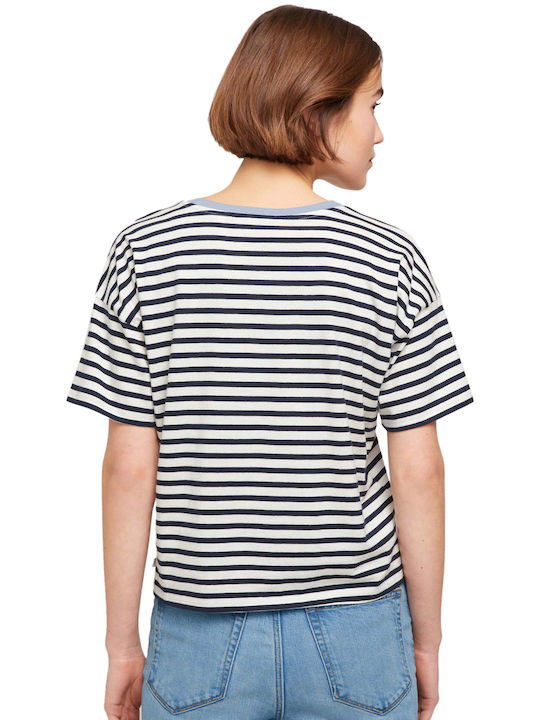 Tom Tailor Women's T-shirt Striped Beige/Blue