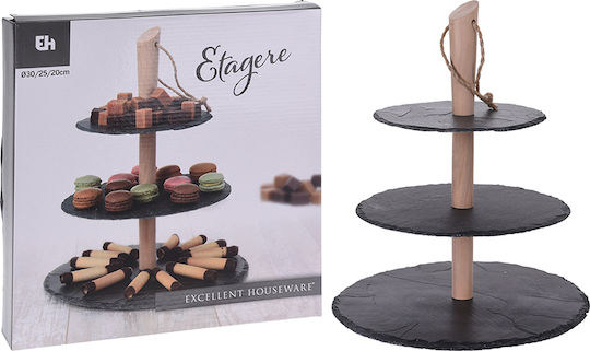 Excellent Houseware Stein Etagere 3 Etagen Schwarz Ø30cm 1Stück Excellent Houseware Stein Etagere 3 Etagen Schwarz Ø30cm 1Stück