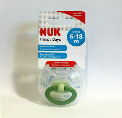 Nuk Orthodontic Pacifier Silicone Happy Days with Case for 6-18 months 1pcs