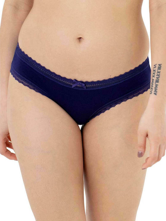 Lila Βαμβακερά Γυναικεία Slip 2Pack με Δαντέλα Blue/Pink