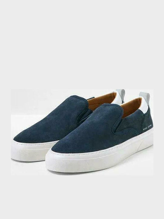 Ανατομικά Δερμάτινα Ανδρικά Slip-On Μπλε