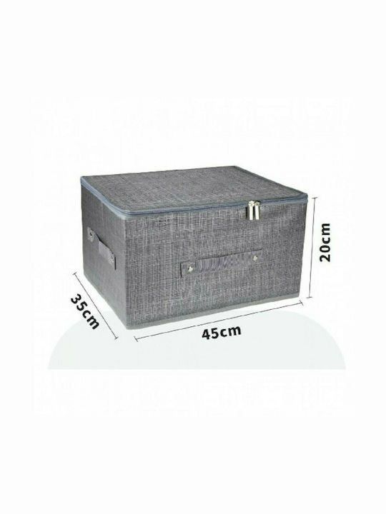 Fabric Storage Box with Lid Gray 45x35x20cm