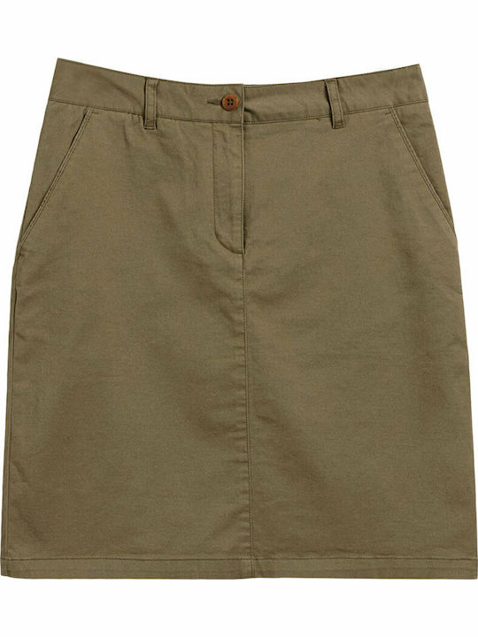 Denim Pencil High-waisted Mini Skirt Khaki