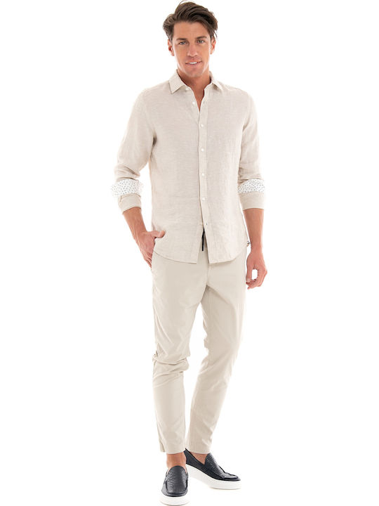 Hose Elastisch in Tapered Schnitt Beige