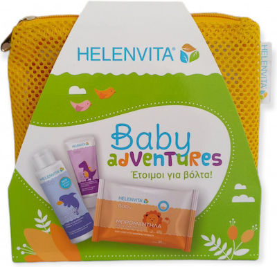 Helenvita Promo Baby Adventures Care Set Pink Baby All Over Cleanser 100ml & Baby Nappy Rash Cream 20ml & Baby Wipes 20pcs & Toiletry Bag 4pcs