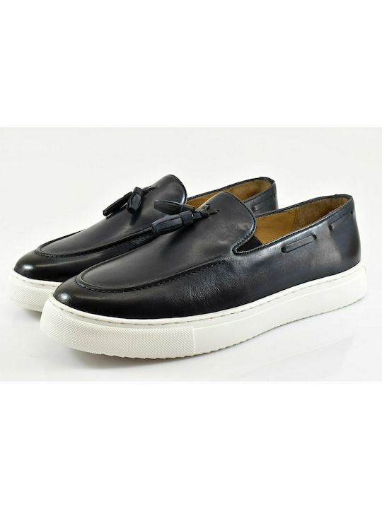 Giacomo Carlo Men's Leather Loafers Navy