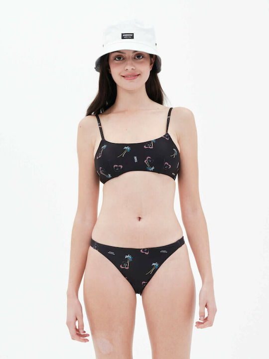 Set Bikini Sports Bra with Removable Padding and Brazil Bottom Black
