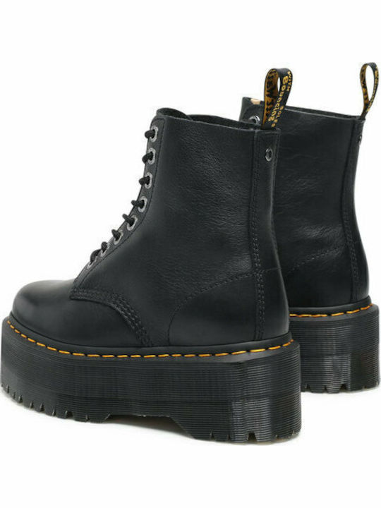 Pascal Max Leather Women's Ankle Boots with Medium Heel Black