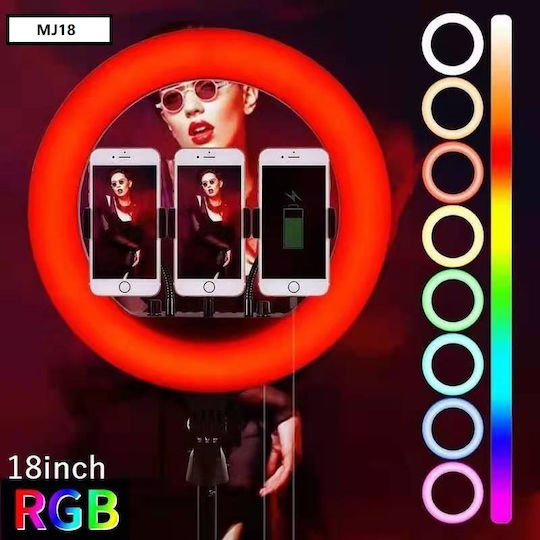 MJ18 RGB Ring Light 45.7cm με Βάση για Κινητό