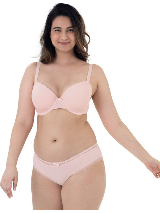 Demi Curves Bra with Light Padding Underwire Pink/Blue