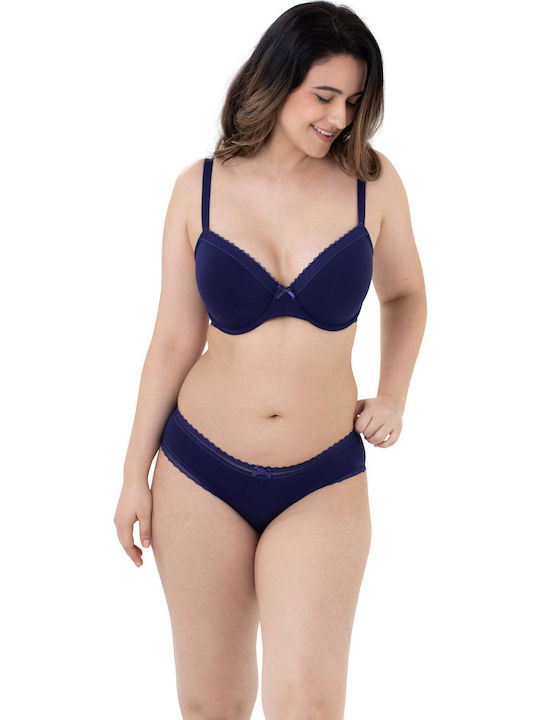 Demi Curves Bra with Light Padding Underwire Pink/Blue