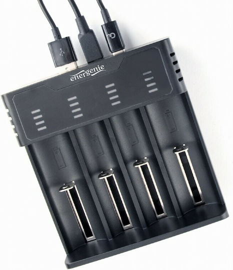 Energenie BC-USB-02 USB Ladegerät 4 Batterien Li-Ion/Ni-Cd/Ni-MH Größe AA/AAA/18650/16340/14500
