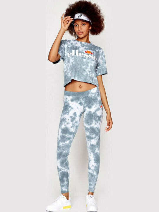 Alberta Tie Dye Γυναικείο Αθλητικό Crop Top Κοντομάνικο Γαλάζιο