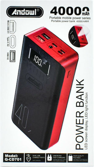 Andowl Q-CD701 Power Bank 40000mAh с 2 USB-A порта Черен