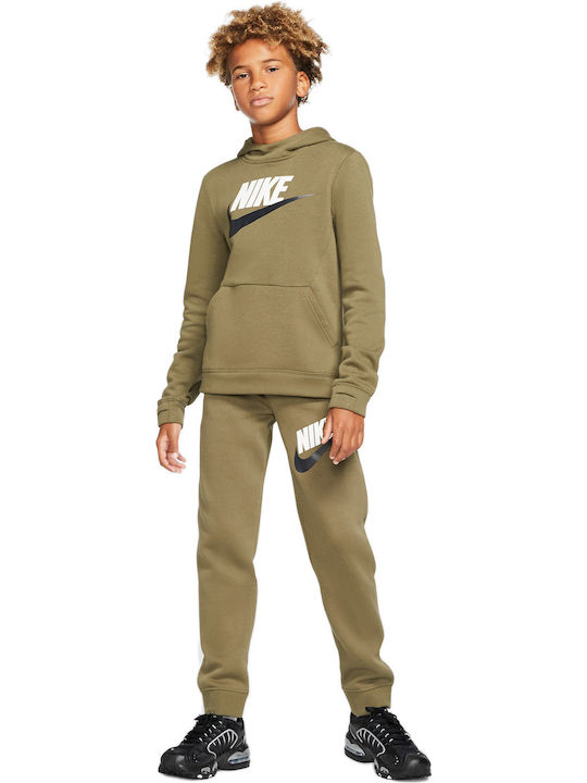 Fleece Kinder-Sweatshirt mit Kapuze und Taschen Khaki NSW