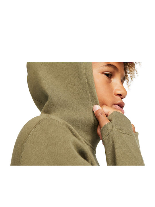 Fleece Kinder-Sweatshirt mit Kapuze und Taschen Khaki NSW
