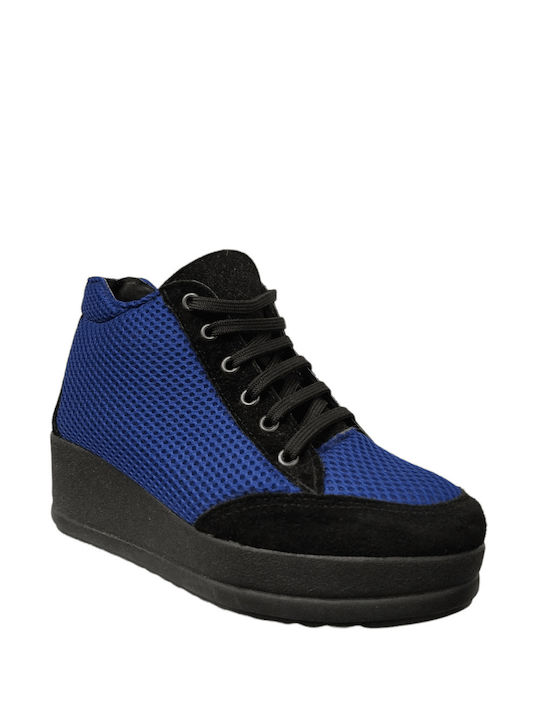 La Maison De La Chaussure 346-100 Royal Blue / Black Damen Flatforms Stiefel Blau