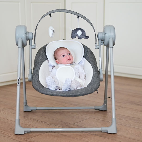 Lorelli Elektrisch Baby Relax Schaukel Twinkle mit Musik und Vibration Beige Rhino für Kind bis 9kg