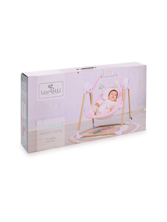 Lorelli Electric Baby Relax Swing Twinkle with Music and Vibration Pink for Child up to 9kg