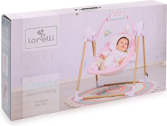 Lorelli Elektrisch Baby Relax Schaukel Twinkle mit Musik und Vibration Pink für Kind bis 9kg