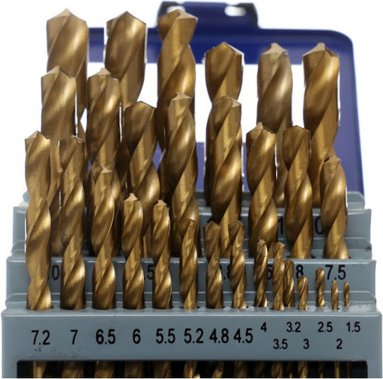 Tagred Set of 29 Drills HSS Titanium with Cylindrical Shank for Metal