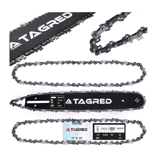 Tagred TA1152 Set lame și lanț pentru drujbe 38cm (15") cu Pas .325", Grosimea dintelui .058"-1.5mm & Numărul de dini 64E