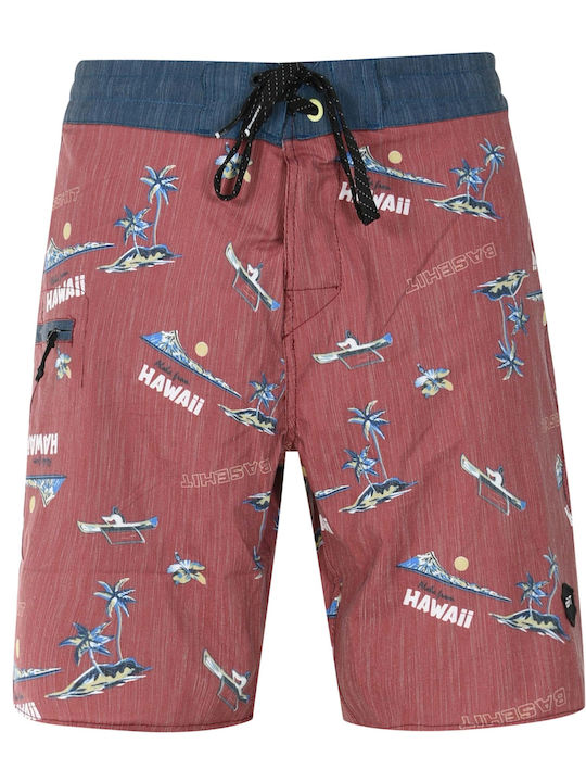 Men's Swimwear Bermuda Bordeaux / Black with Patterns