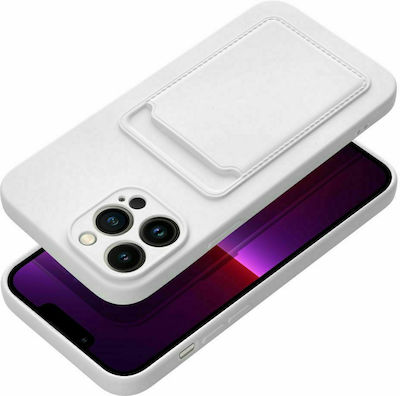 Forcell Card Silicone Back Cover with Credit Card Holder White (iPhone 13 Pro Max)