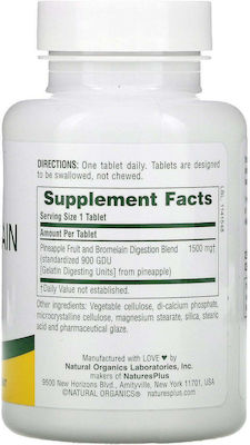 Nature's Plus Digestive Support Ultra Bromelain 1500mg 60 ταμπλέτες