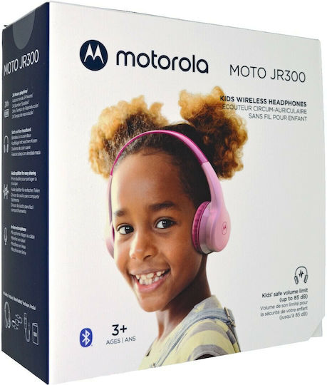 Motorola Moto JR300 Wireless / Wired On Ear Headphones with 24 hours of Operation Pink