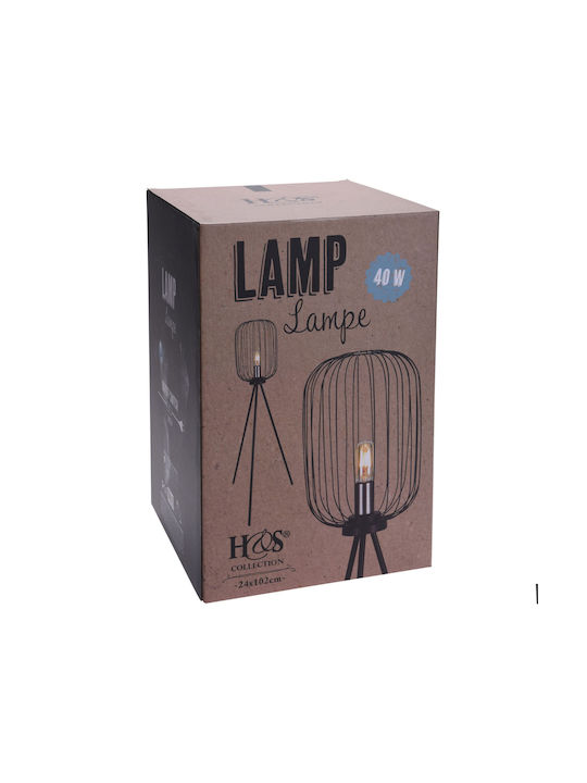 Vintage Floor Lamp H102xW24cm. with Socket for Bulb E27 Black