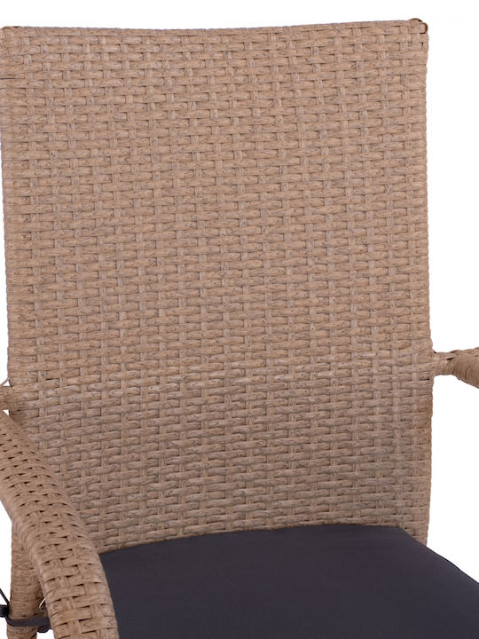 Scaun de exterior Rattan Maro cu pernă 56x60x94cm