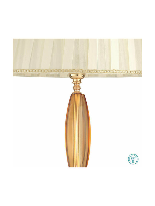 Ondaluce Cecilia Crystal Table Lamp for Socket E27 with Beige Shade and Honey Base