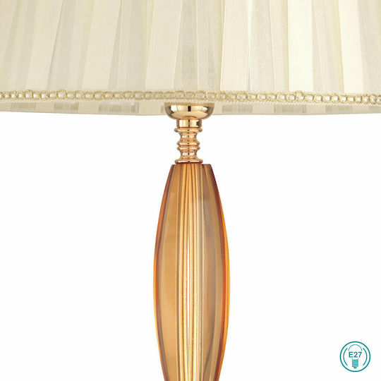 Ondaluce Cecilia Crystal Table Lamp for Socket E27 with Beige Shade and Honey Base
