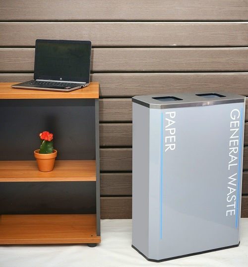 Molyto Recycling Metallic Waste Bin 2x90lt with Pedal Gray
