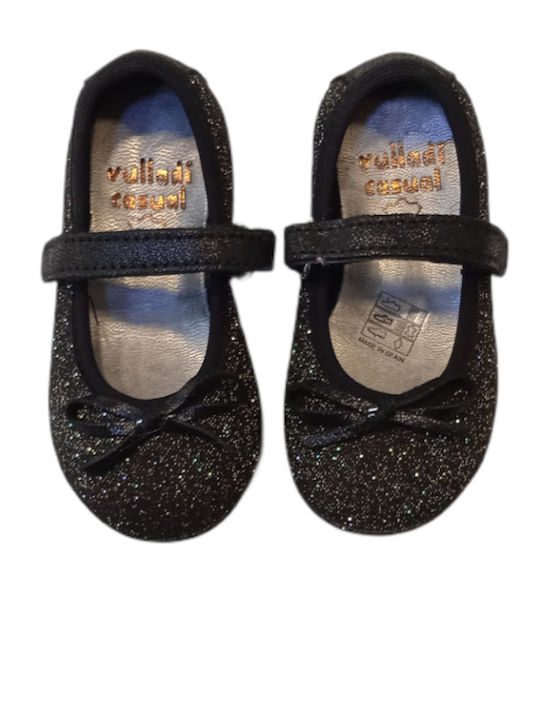Kids Ballerinas with Hoop & Loop Closure Black