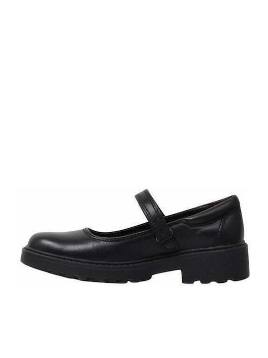 Kids Anatomic Leather Ballerinas Casey with Hoop & Loop Closure Black