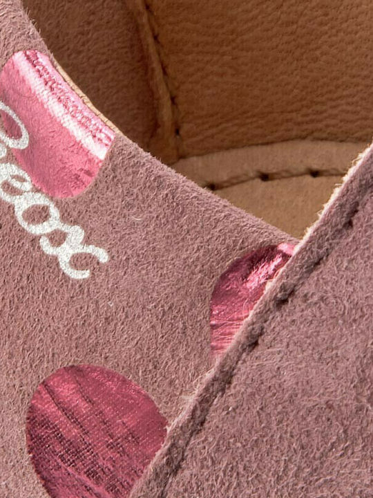Kids Anatomic Suede Ballerinas New Ian with Hoop & Loop Closure Pink