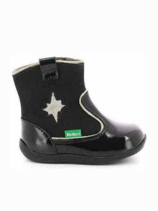 Kickers Biboots Kids Leather Anatomic Boots with Zipper Black