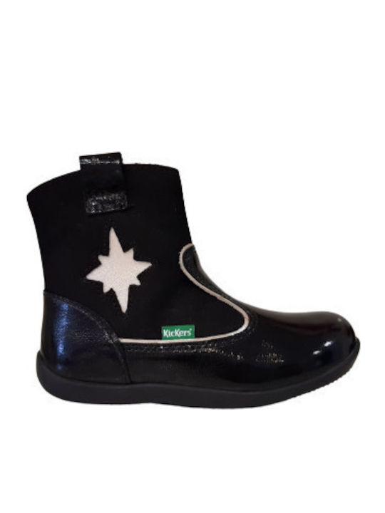 Biboots Ανατομικά Δερμάτινα Παιδικά Μποτάκια με Φερμουάρ Μαύρα