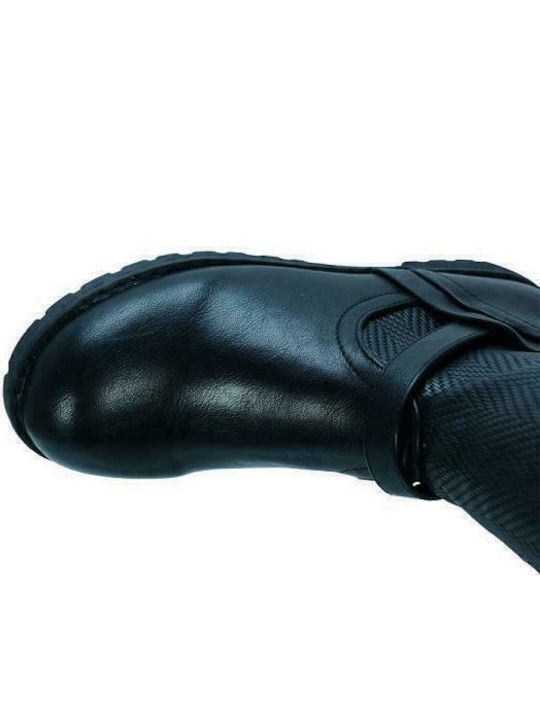 Lederne Kinderstiefel mit Reißverschluss Schwarze