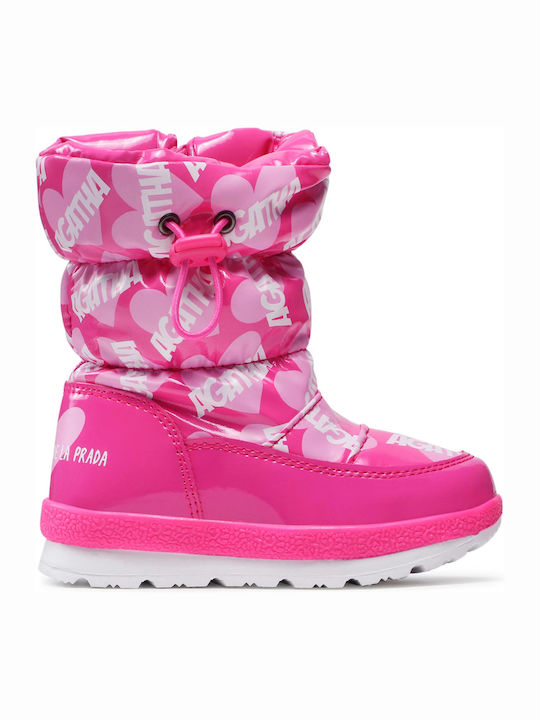 Kids Snow Boots with Zipper Fuchsia